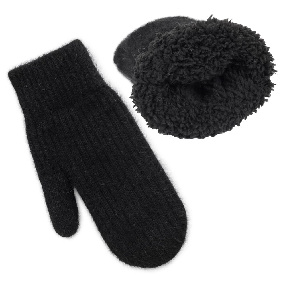 2846 Women Winter-warm-mittens Fur-fleece-Glovess Knit Cute-mittens For Adult